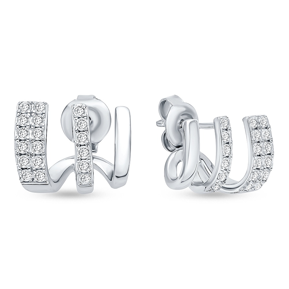 

Серьги каффы из серебра 585Gold 702009689, фианит, 702009689
