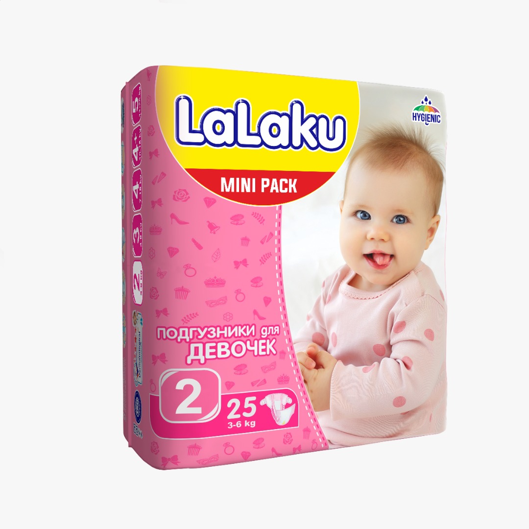 фото Подгузникики детские lalaku 2 для девочек на липучках 3-6 кг маленькая пачка