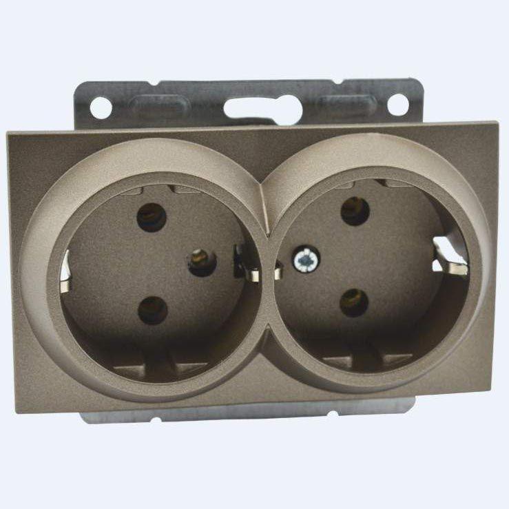 

Розетка 2К+З двойная Mono Electric Despina/ Larissa 16A 250V винтовое подключение бронза 5