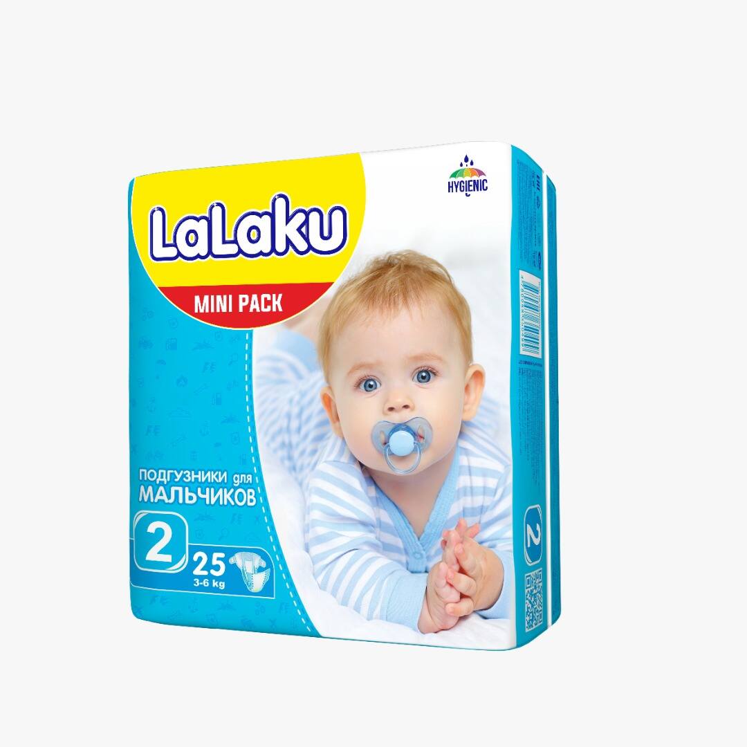 

Подгузникики детские LaLaKu 2 для мальчиков на липучках 3-6 кг маленькая пачка, LALAKU-Diap-boy-mini