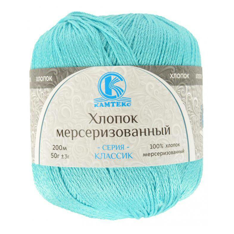 

Пряжа Камтекс Хлопок мерсеризованный мятный 50 г 200 м