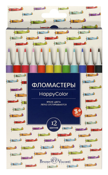 

Фломастеры Bruno Visconti HappyColor 12 шт, Разноцветный