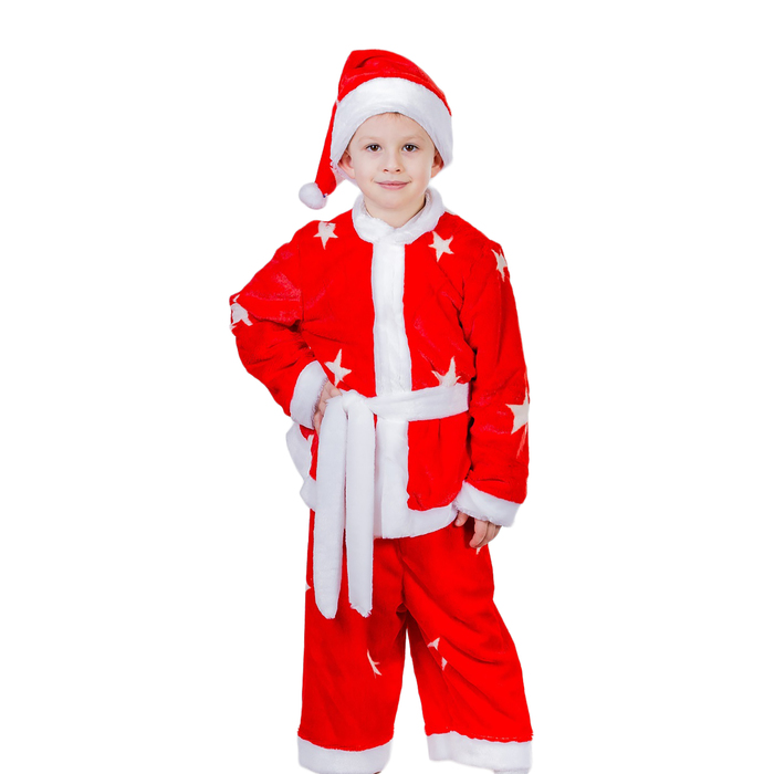 Детский карнавальный костюм Карнавалия Чудес Санта Клаусёнок, плюшевый, рост 122-128 см