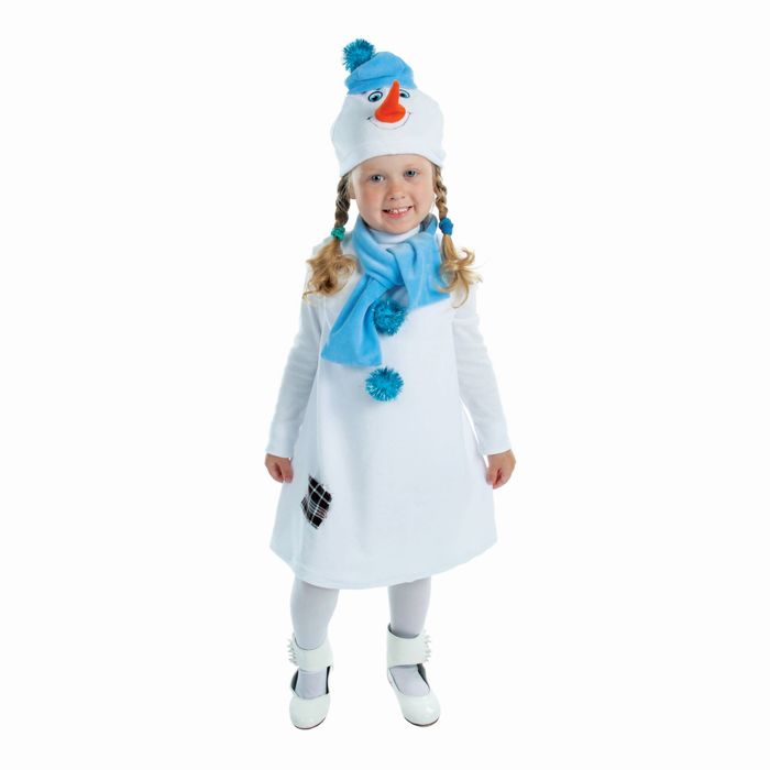 Детский карнавальный костюм Страна Карнавалия Снеговик с заплаткой, рост 98 см, белый карнавальный костюм детский вестифика снеговик белый 128