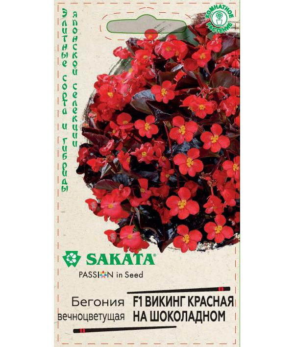 

Семена бегония Sakata Викинг красная на шоколадном F1 24499 1 уп., Викинг F1