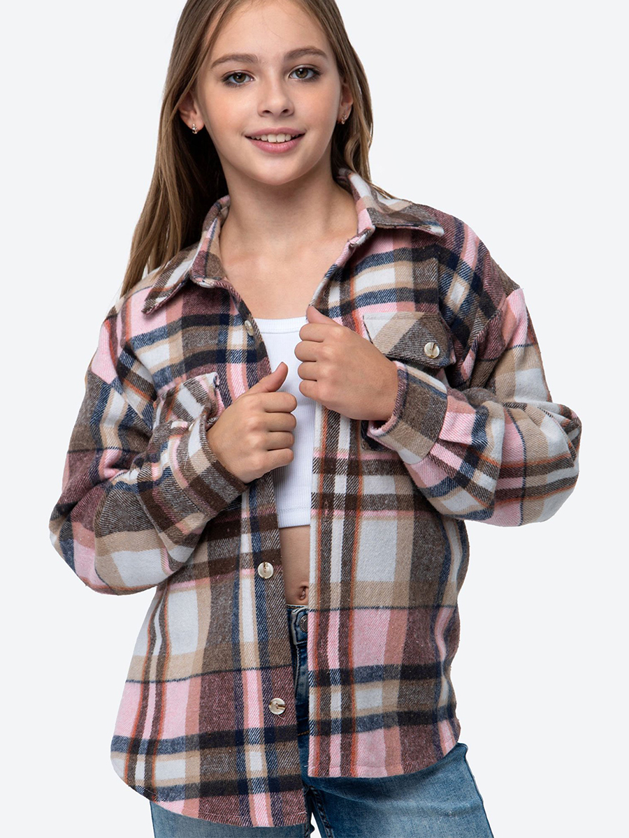 

Рубашка детская HappyFox HFSL5533, розовая клетка, 134, Розовый, HFSL5533