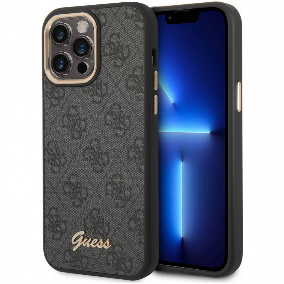 

Чехол Guess PU 4G w Script metal logo Hard (MagSafe) для iPhone 14 Pro, Черный, PU 4G w Script metal logo Hard (MagSafe)