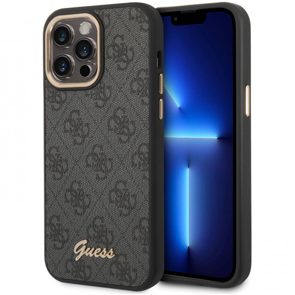 

Чехол Guess PU 4G w Script metal logo Hard (MagSafe) для iPhone 14 Pro Max, Черный, PU 4G w Script metal logo Hard (MagSafe)