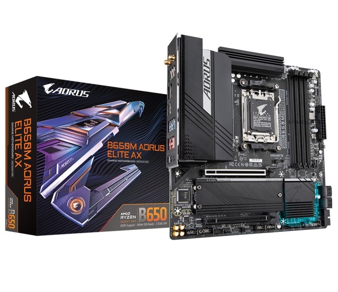 Плата материнская Gigabyte B650M AORUS ELITE AX Socket AM5, B650, 4xDDR5-5200, HDMI+DP