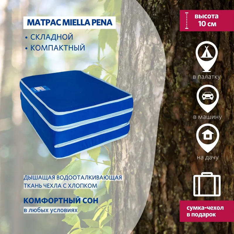 

Матрас складной Miella Pena OKS беспружинный OKS 140x195 см, Синий, Pena OKS