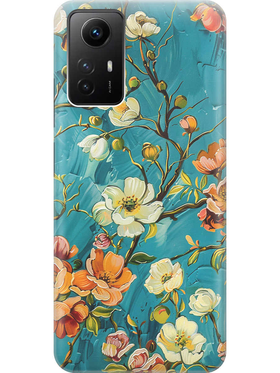 

Силиконовый чехол на Xiaomi Redmi Note 12s с принтом "Винтажные цветочки", Прозрачный;белый;голубой, 778676923