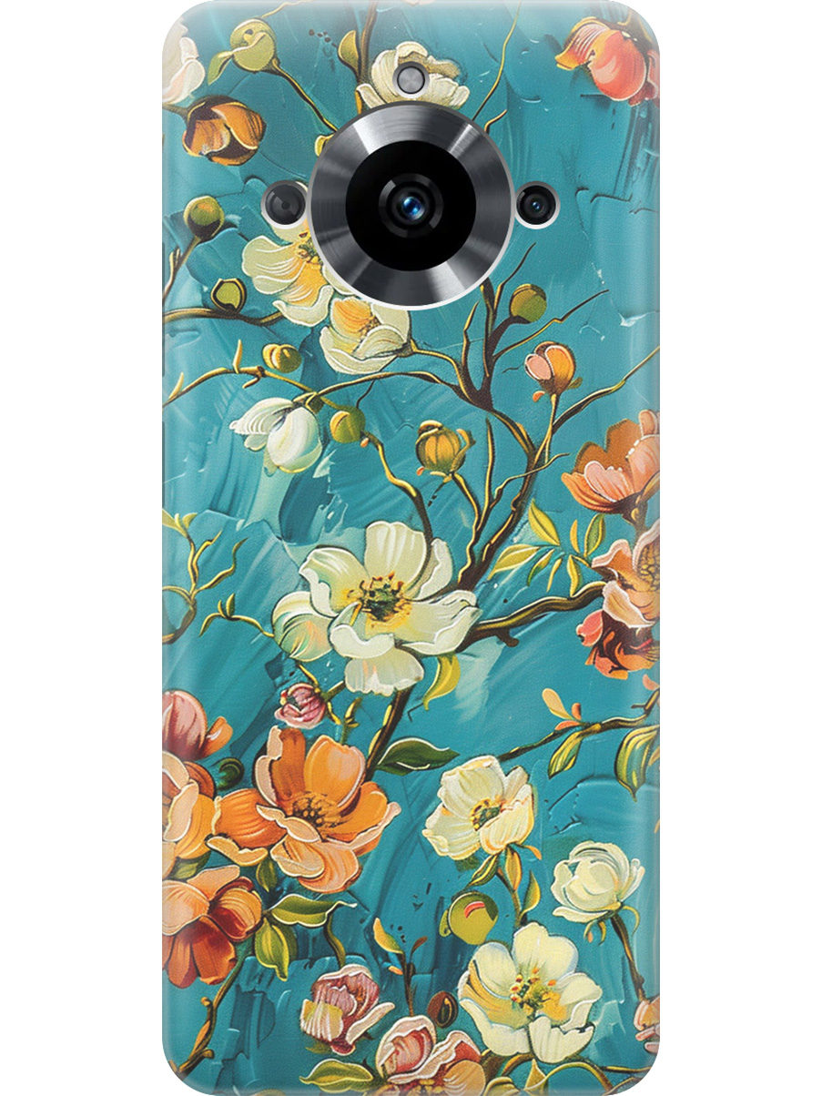 

Силиконовый чехол на Realme 11 с принтом "Винтажные цветочки", Прозрачный;белый;голубой, 771144223