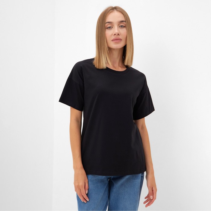 

Футболка женская MINAKU Basic line черная 52 RU, Черный, Basic line