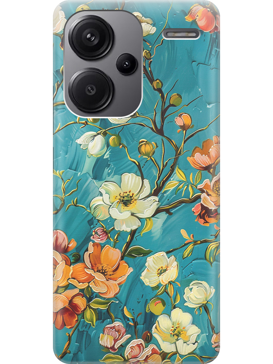 

Силиконовый чехол на Xiaomi Redmi Note 13 Pro + с принтом "Винтажные цветочки", Прозрачный;белый;голубой, 776589223