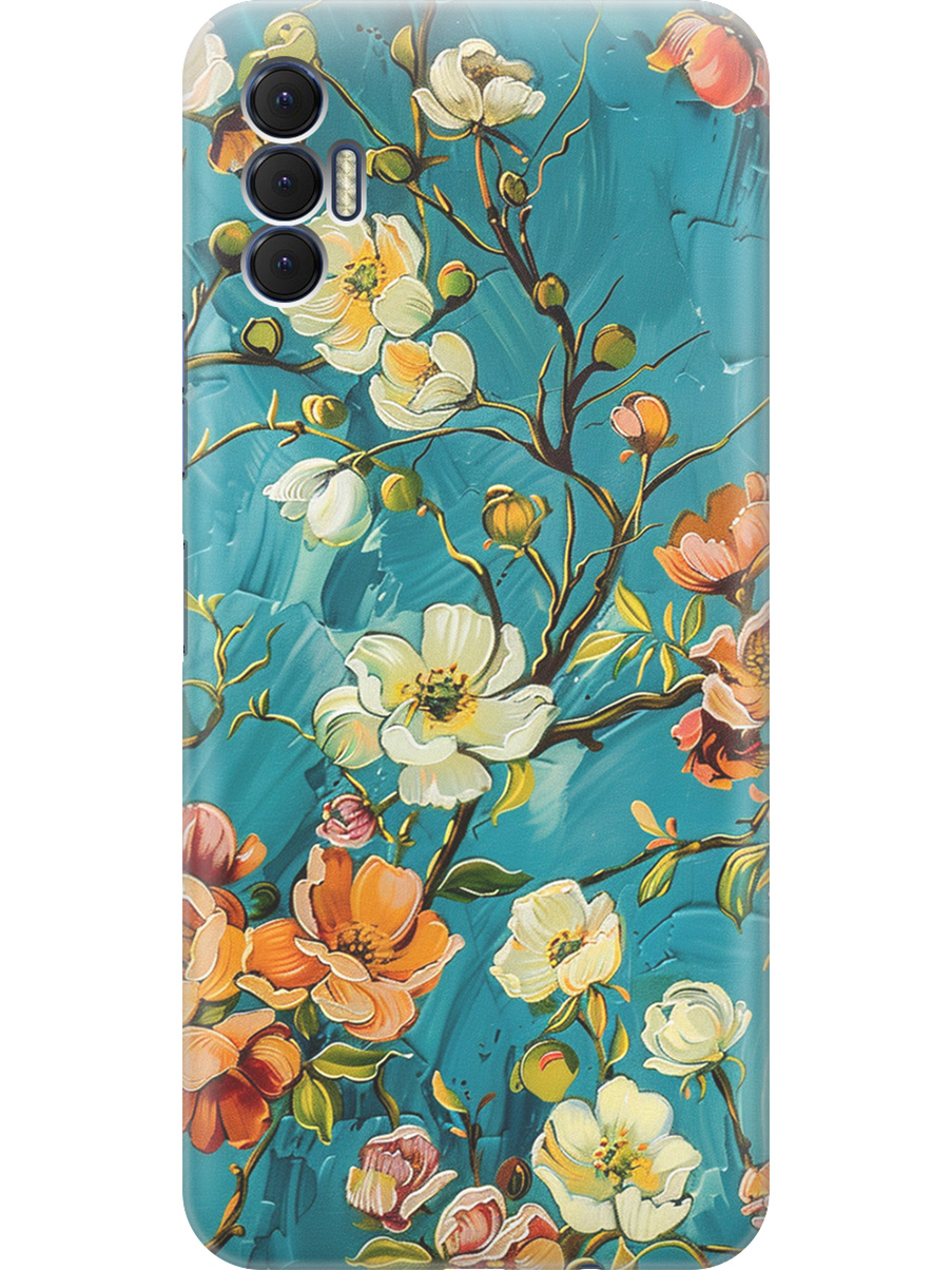 

Силиконовый чехол на Tecno Spark 8P с принтом "Винтажные цветочки", Прозрачный;белый;голубой, 741736223