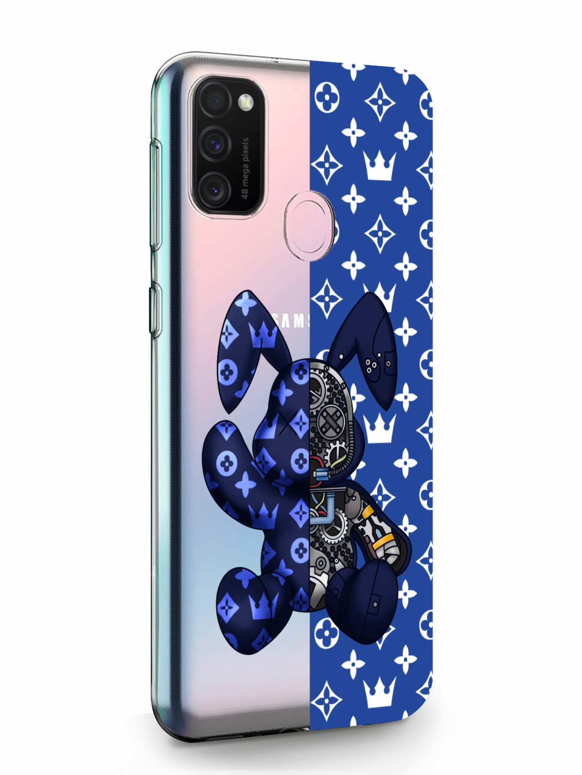 фото Чехол musthavecase для samsung galaxy m21 bunny синий прозрачный