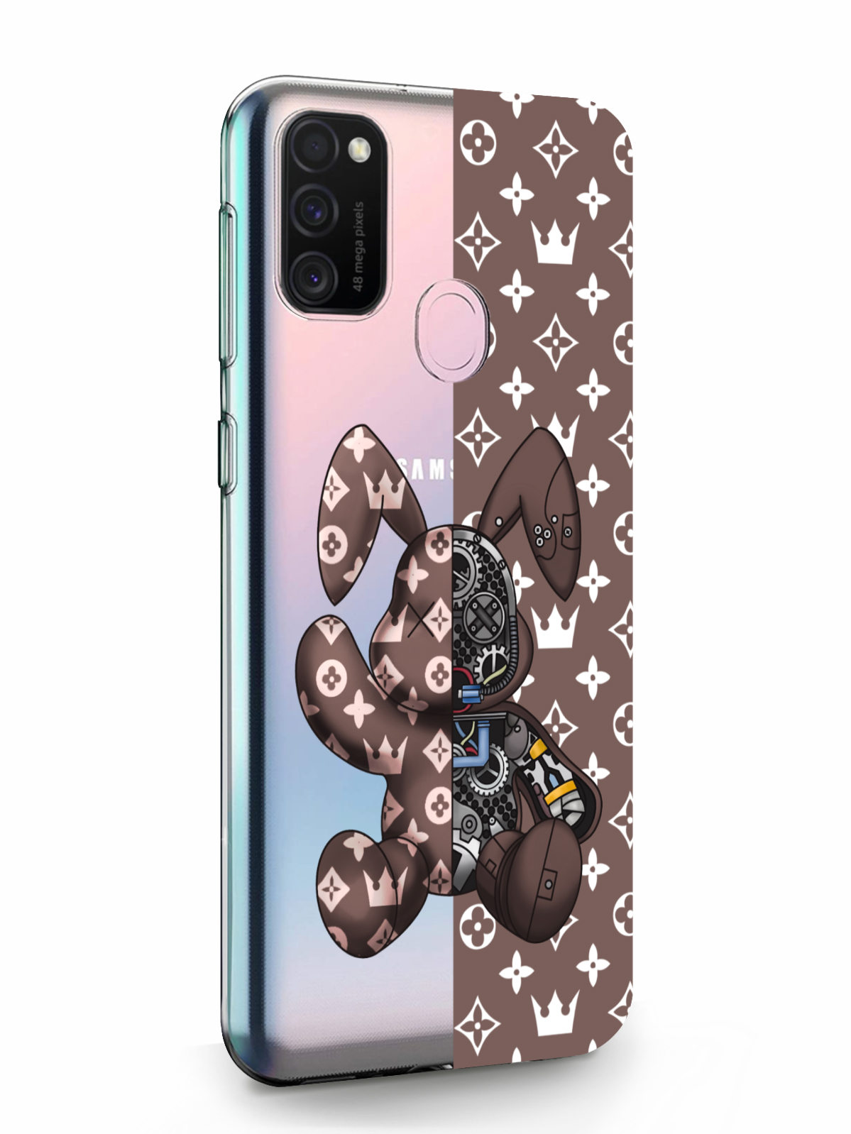 фото Чехол musthavecase для samsung galaxy m21 bunny коричневый прозрачный