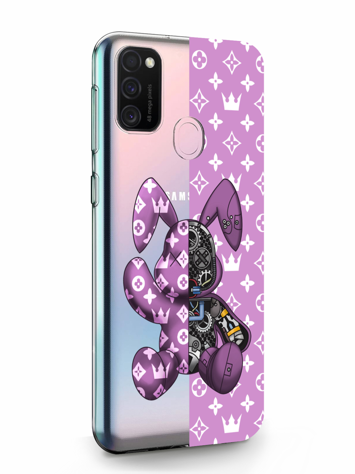 фото Чехол musthavecase для samsung galaxy m21 bunny розовый прозрачный