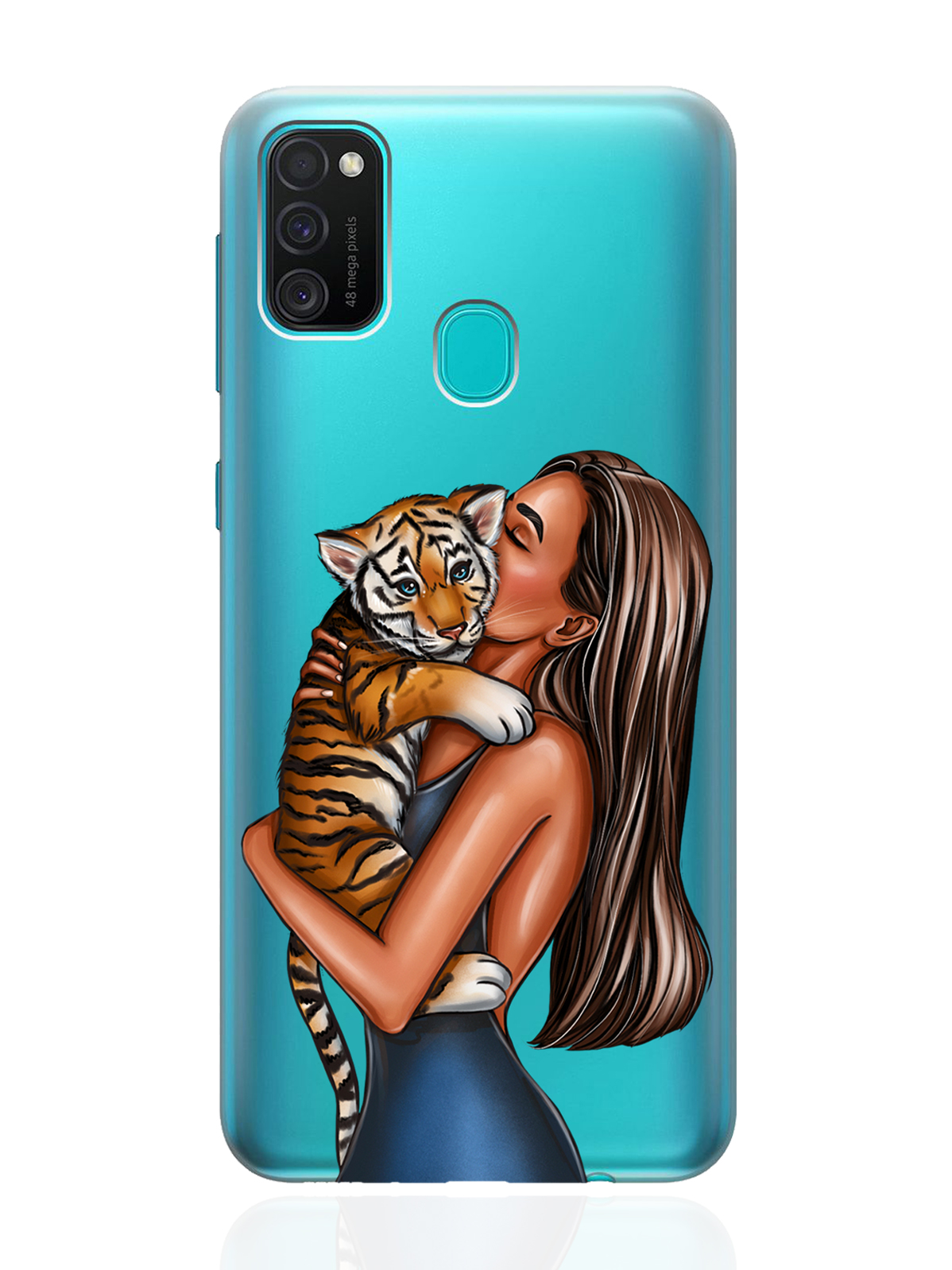 

Чехол MustHaveCase для Samsung Galaxy M21 Девушка с тигренком прозрачный, Прозрачный;бежевый;коричневый, Samsung Galaxy M21 Девушка с тигренком для Самсунг Галакси М21