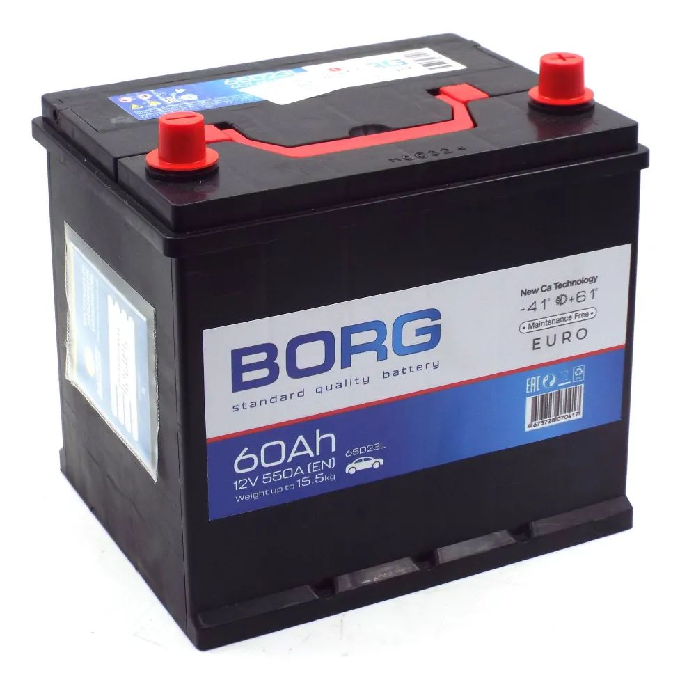Аккумулятор автомобильный BORG Standart Asia 65D23L 60 А*ч 230x175x225 о.п.