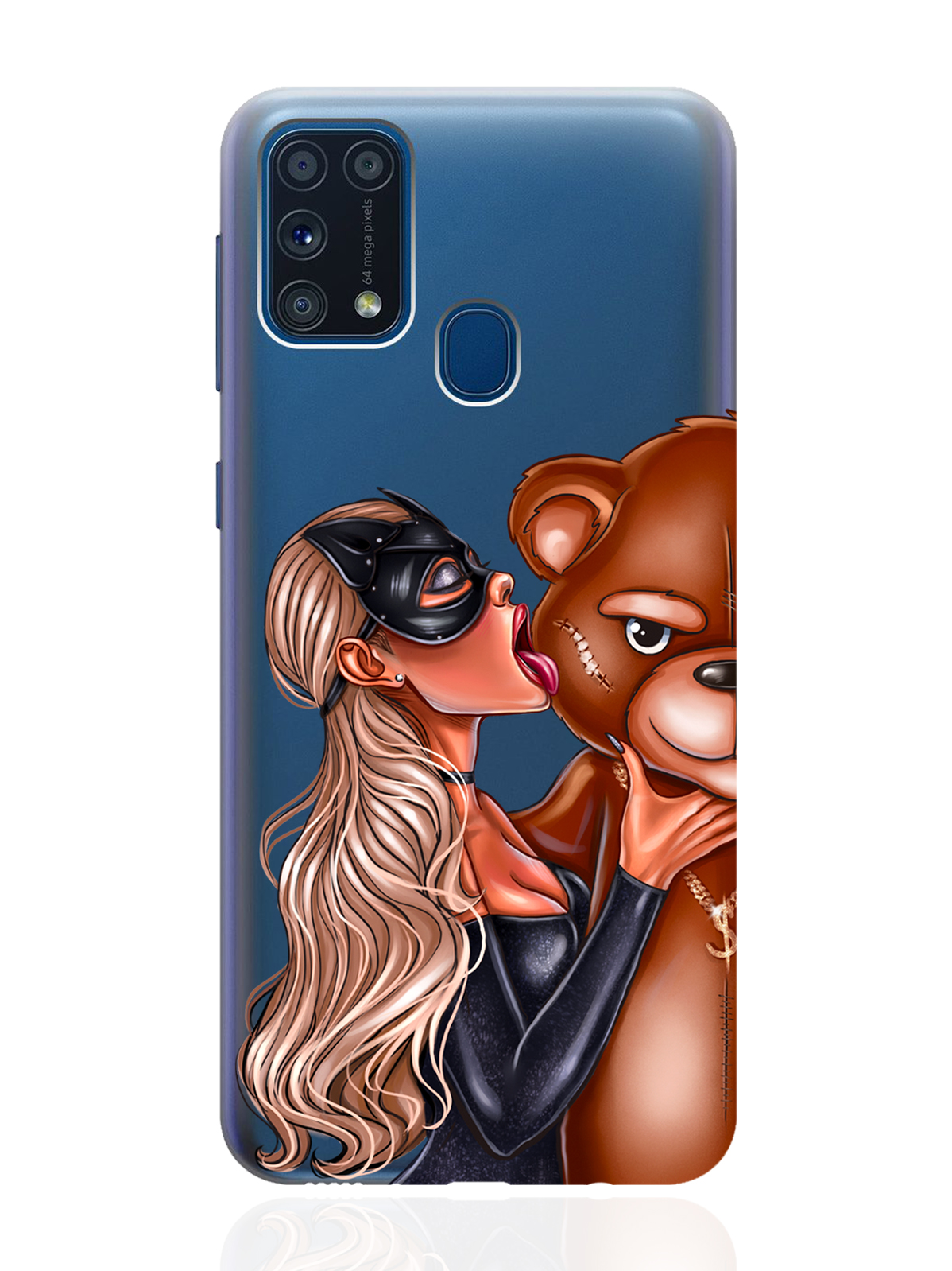 

Чехол MustHaveCase для Samsung Galaxy M31 Кошечка блондинка и мишка прозрачный, Прозрачный;черный;коричневый, Samsung Galaxy M31 Кошечка блондинка и мишка