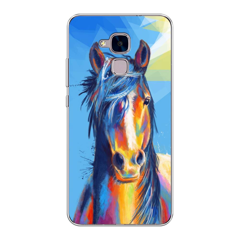 

Чехол на Honor 5C "Лошадь арт 3", Голубой;желтый;синий, 60450-1