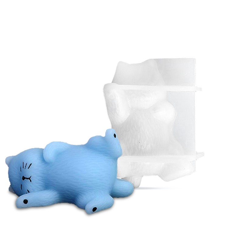 

Силиконовый молд - 3D лежащий котик, 9х5 см, Белый