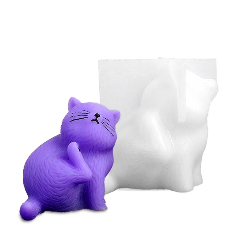

Силиконовый молд - 3D сидящий котик, 7х6 см, Белый