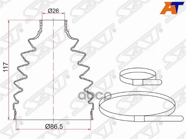 

SAT TC-095 Пыльник шруса наружный FR TOYOTA AVENSIS A##250 2 хомута. термопластик 1шт