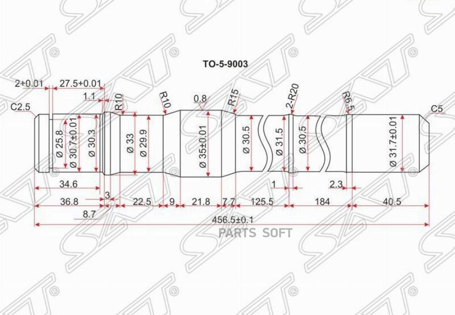 

SAT TO-5-9003 Полуось FR TY Land Cruiser 80/105 короткая -RH 1шт