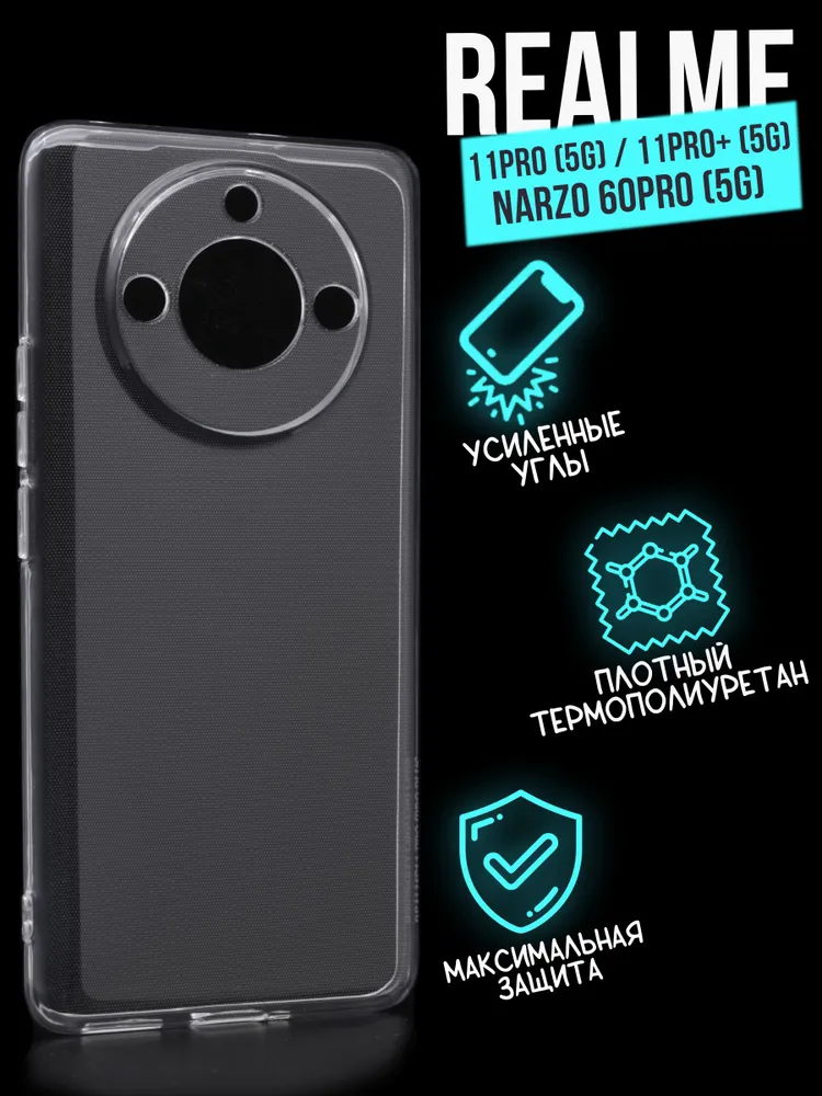 

Силиконовый чехол Jack Case Premium Realme 11 Pro прозрачный
