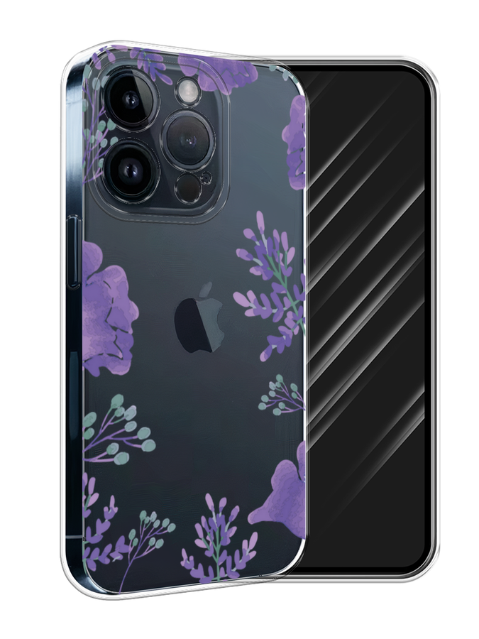 

Чехол Awog на Apple iPhone 15 Pro "Сиреневая цветочная рамка", Прозрачный;фиолетовый, 15750-1