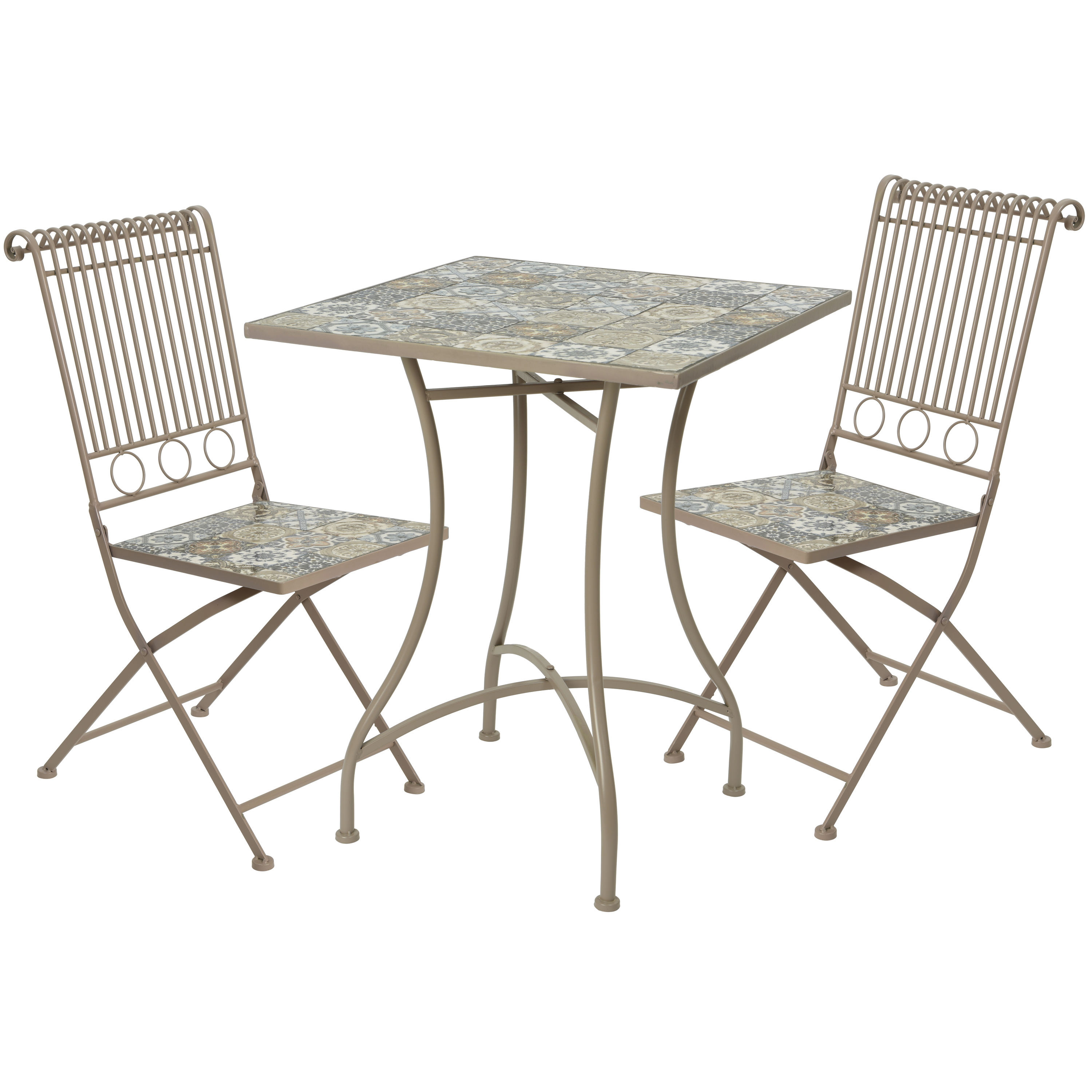 фото Садовая мебель с мозаикой тулуза (стол и 2 стула), металл, керамика, kaemingk