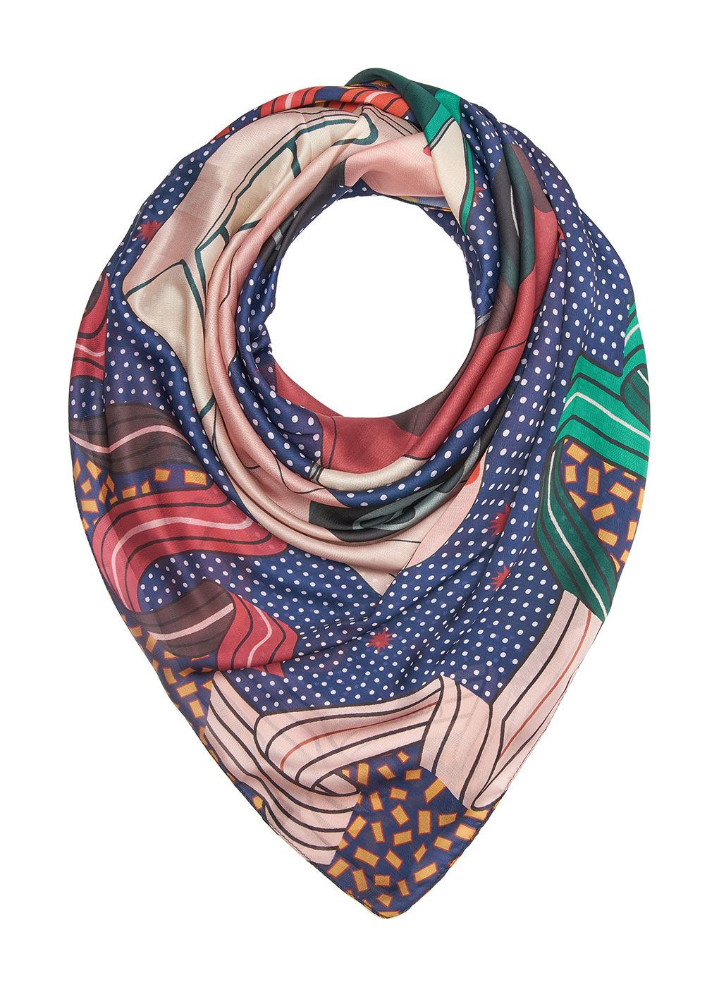 

Платок женский Каляев 41490 синий/бордовый/зеленый, 41490