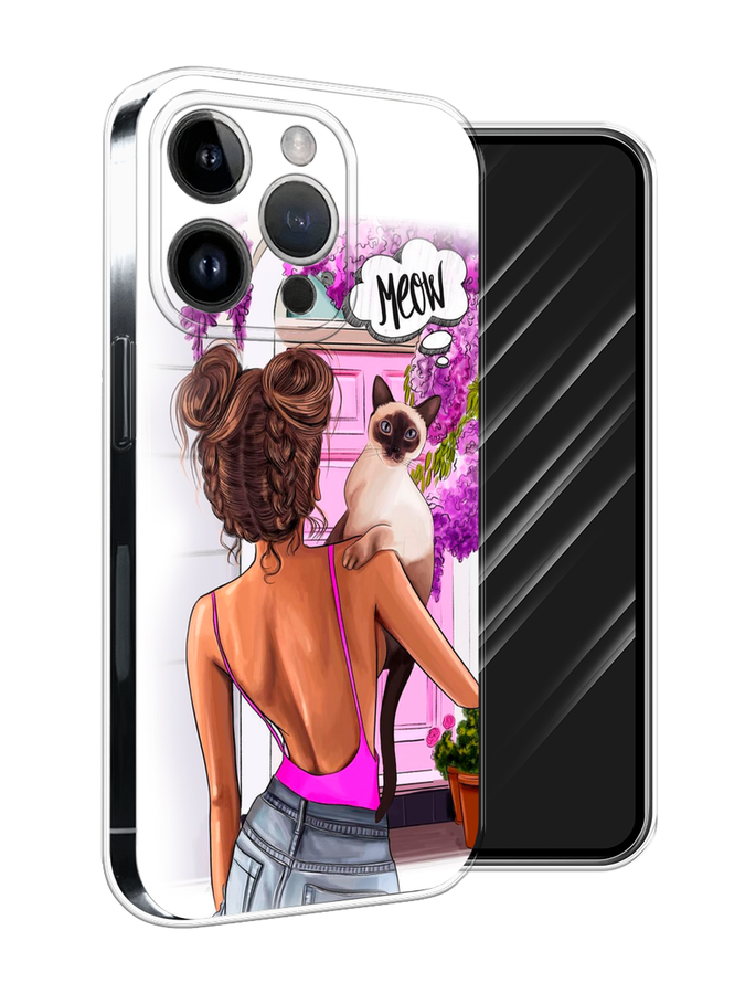 

Чехол Awog на Apple iPhone 15 Pro Max "Девушка с кошкой", Розовый;коричневый, 15850-1