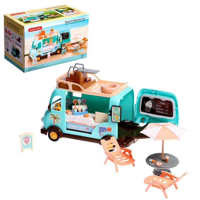 Игровой набор Дом на колесах Зверята Фургончик с мороженым, голубой