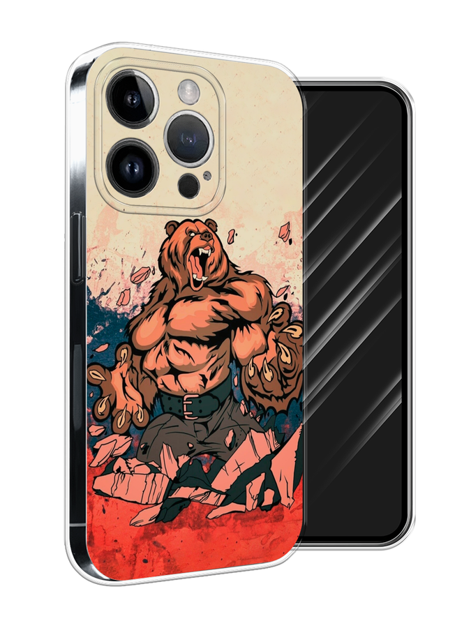 

Чехол Awog на Apple iPhone 15 Pro Max "Медведь с флагом РФ", Коричневый;синий;красный, 15850-1