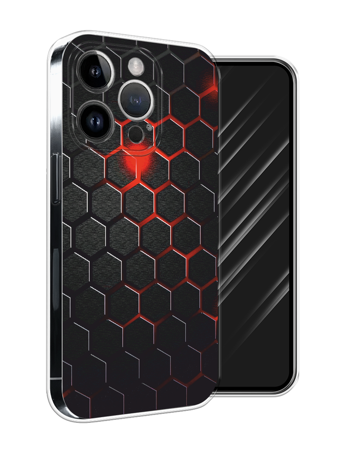 

Чехол Awog на Apple iPhone 15 Pro Max "Фон соты красные", Красный;черный, 15850-1
