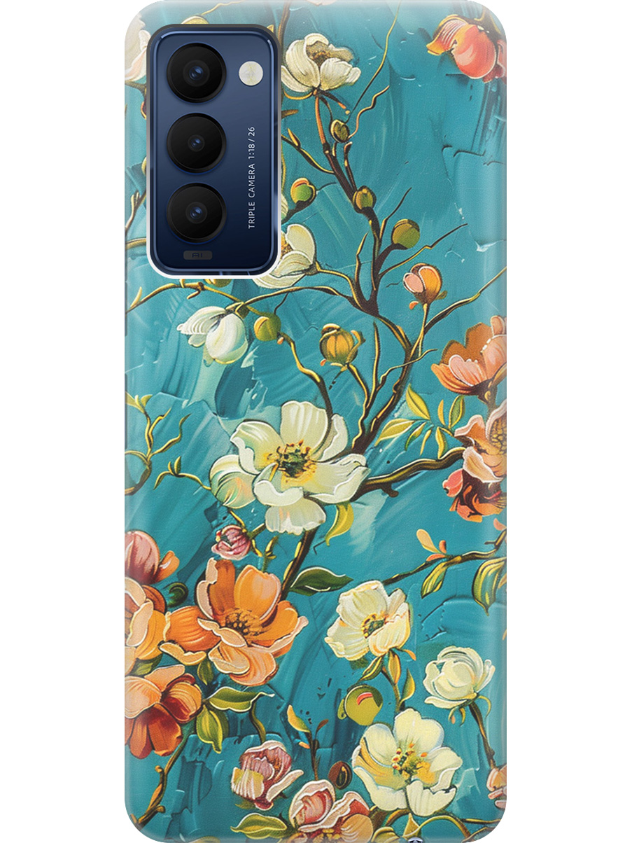 

Силиконовый чехол на Tecno Camon 18/18P с принтом "Винтажные цветочки", Прозрачный;белый;голубой, 741735923