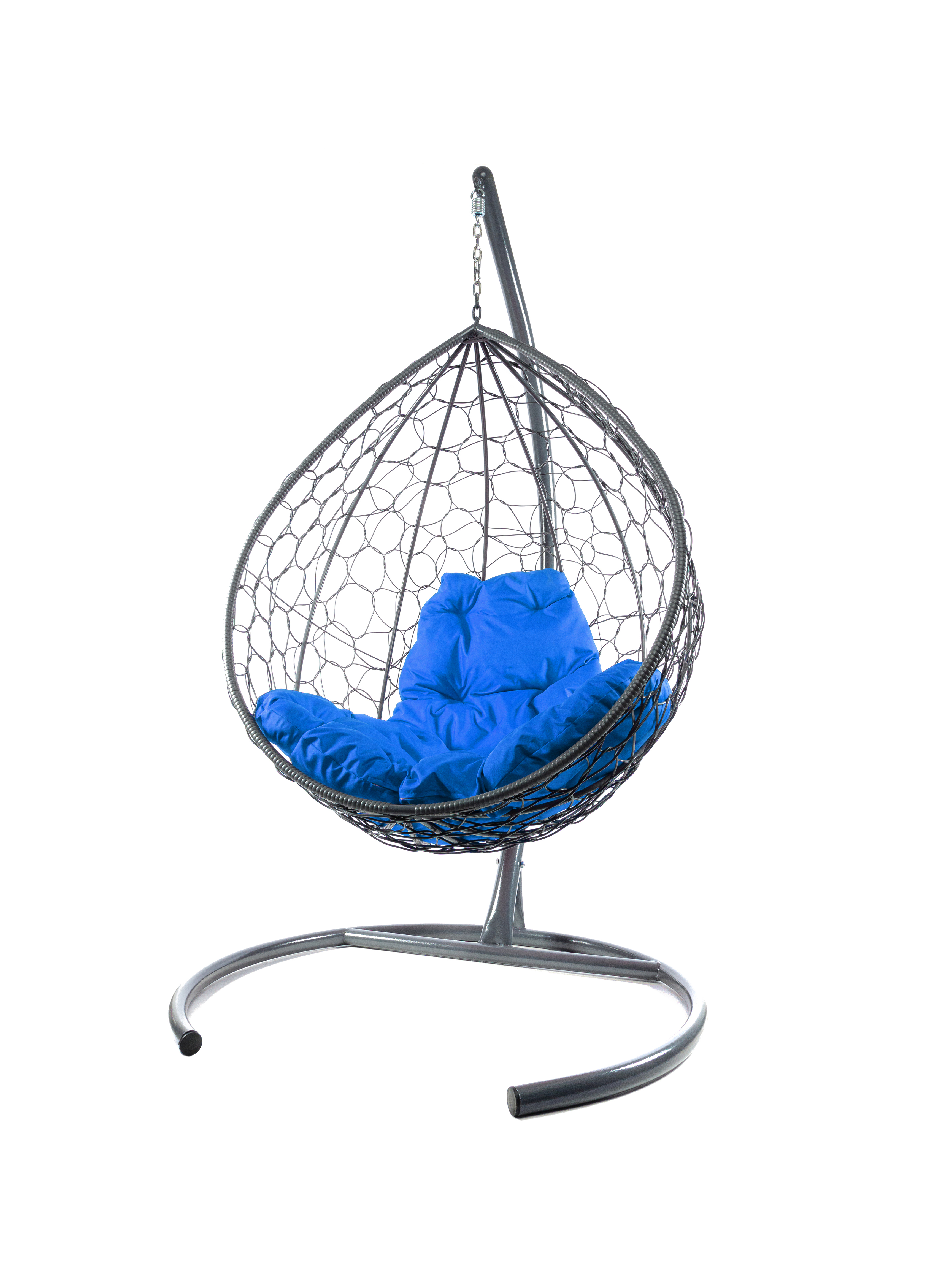 фото Подвесное кресло серый m-group капля ротанг 11020310 синяя подушка