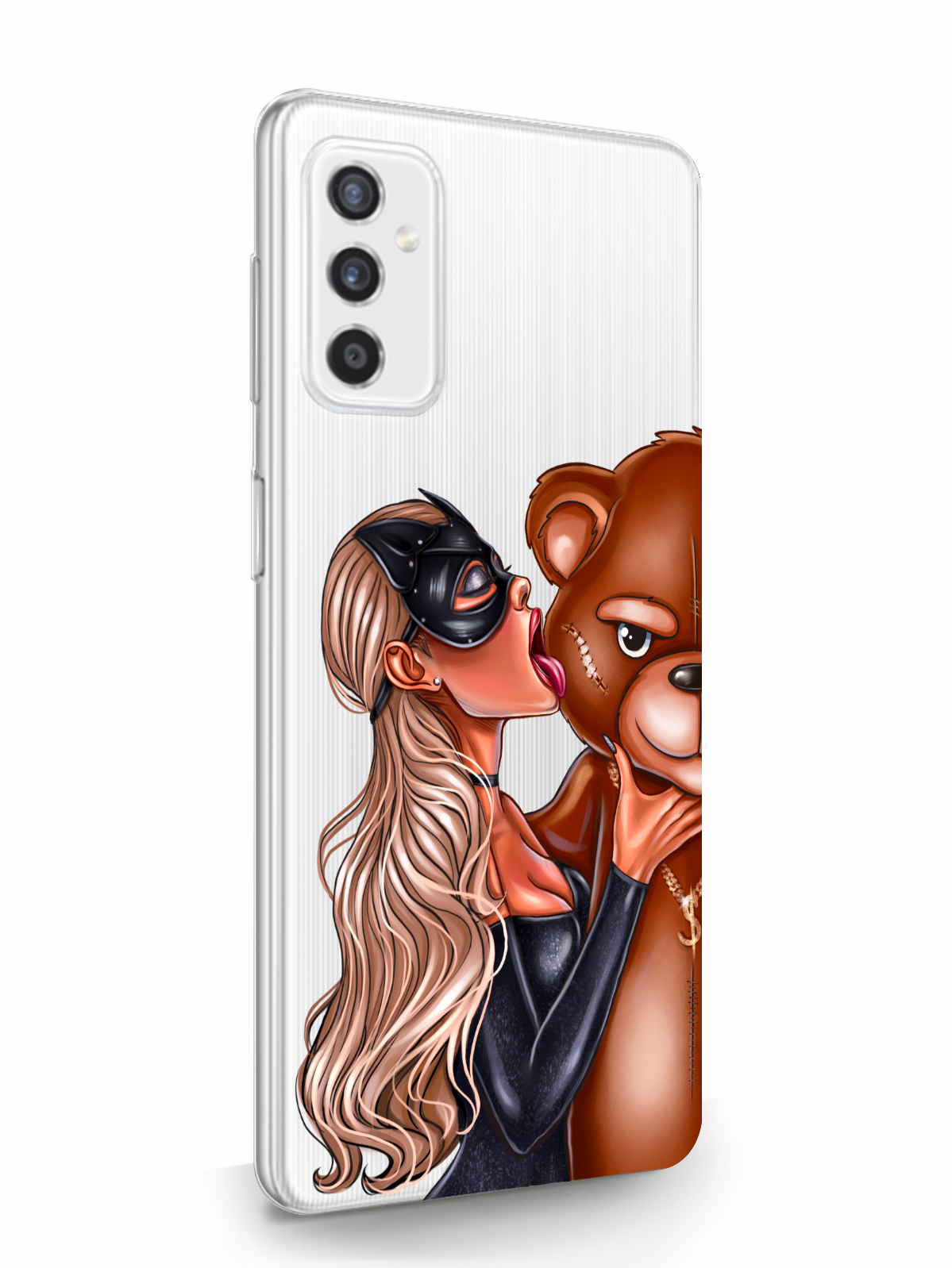 

Чехол MustHaveCase для Samsung Galaxy M52 Кошечка блондинка и мишка прозрачный, Прозрачный;черный;коричневый, Samsung Galaxy M52 Кошечка блондинка и мишка