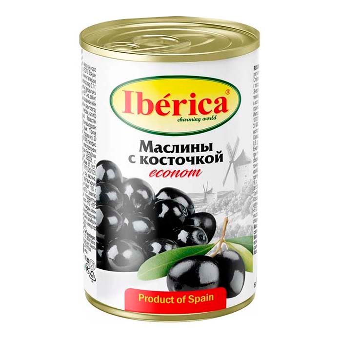 Маслины Iberica черные с косточкой 280 г