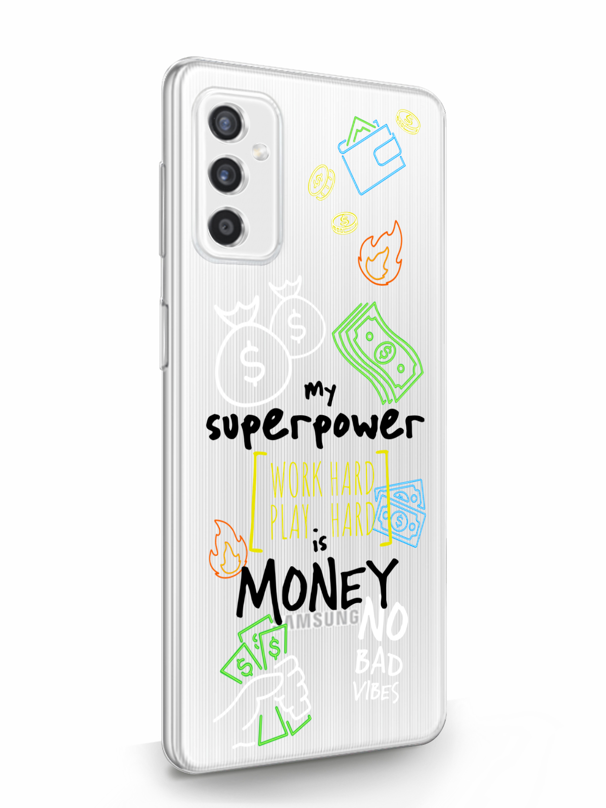 фото Чехол musthavecase для samsung galaxy m52 my superpower is money прозрачный