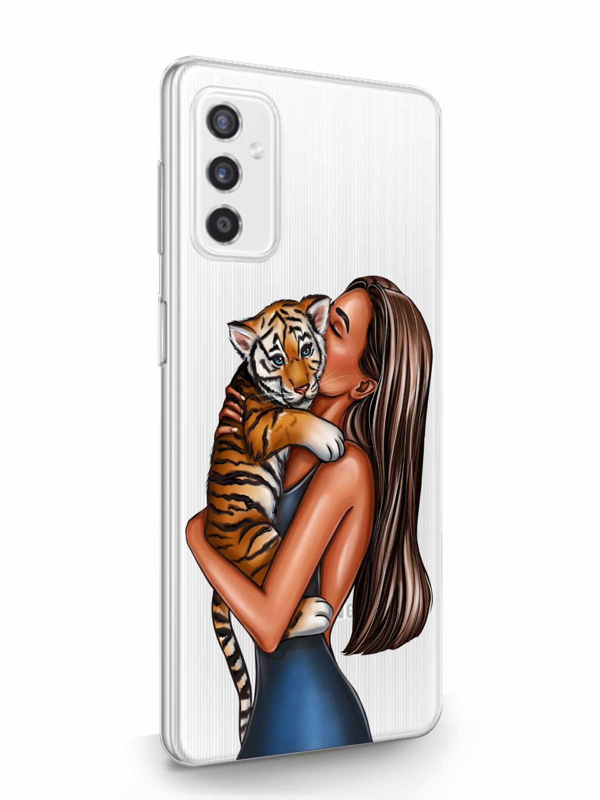 фото Чехол musthavecase для samsung galaxy m52 девушка с тигренком прозрачный