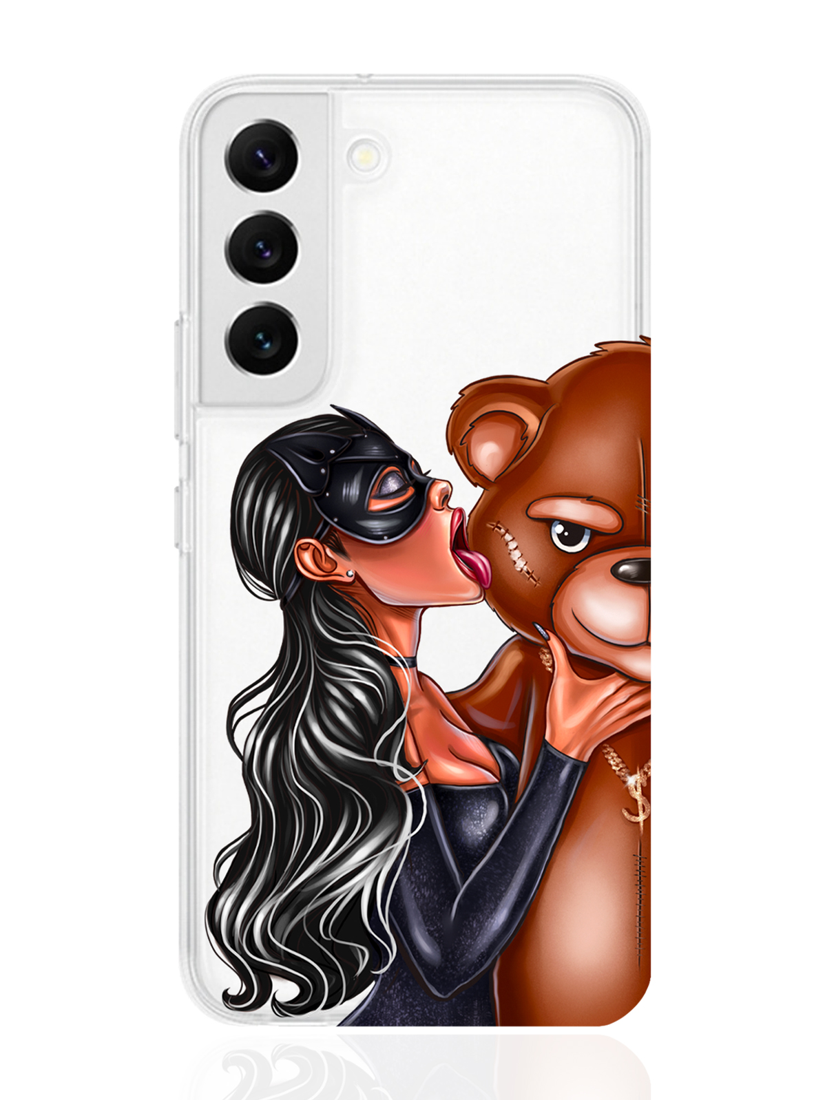 

Чехол MustHaveCase для Samsung Galaxy S22 Кошечка брюнетка и мишка прозрачный, Прозрачный;черный;коричневый, Samsung Galaxy S22 Кошечка брюнетка и мишка