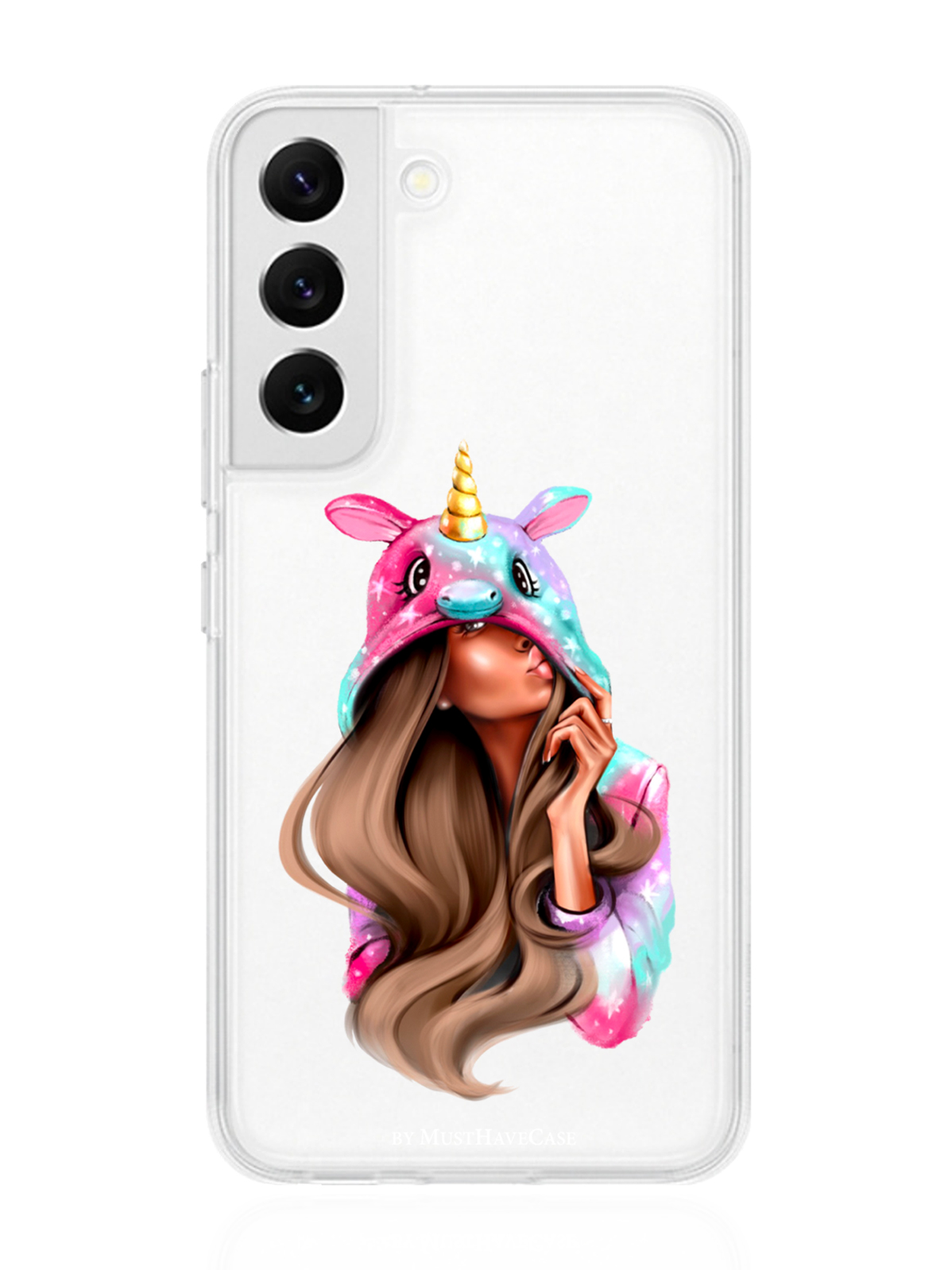 

Чехол MustHaveCase для Samsung Galaxy S22 Единорог прозрачный, Прозрачный;розовый, Samsung Galaxy S22 Unicorn Girl/ Единорог