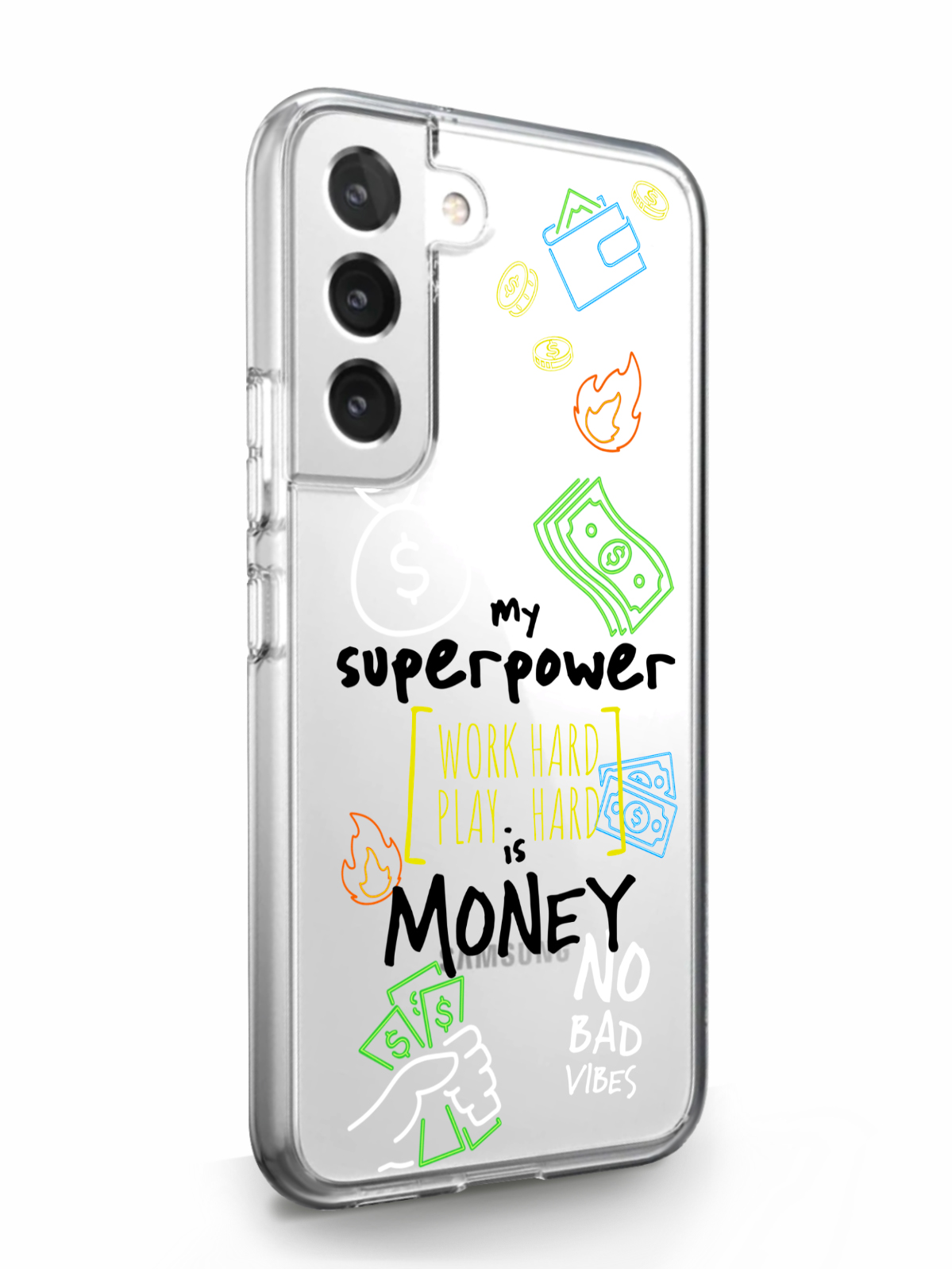 фото Чехол musthavecase для samsung galaxy s22 my superpower is money прозрачный