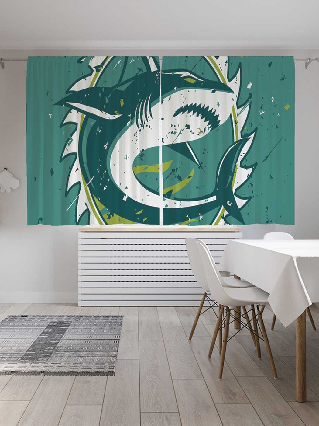 фото Классические шторы joyarty "акула с шипами", серия oxford delux, 2 полотна 145x180 см