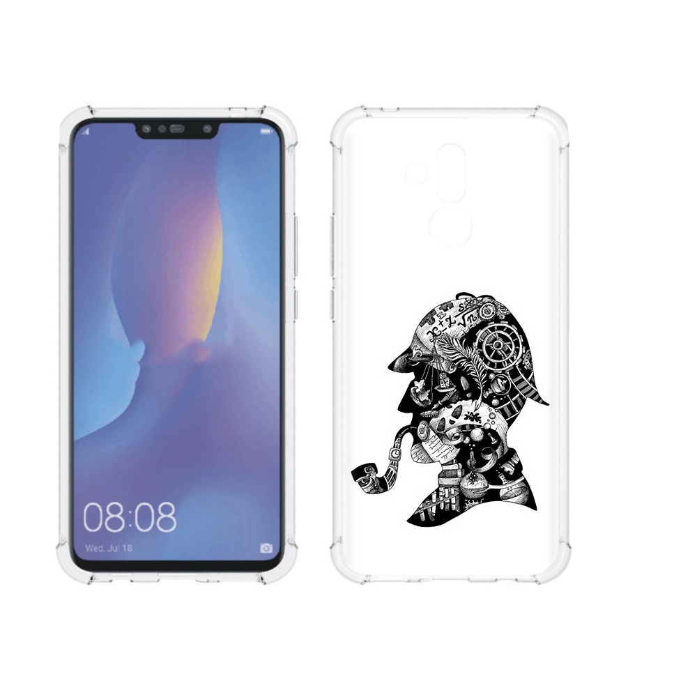 

Чехол MyPads Tocco для Huawei Mate 20 Lite мужчина с трубкой абстракция (PT117828.66.488), Прозрачный, Tocco