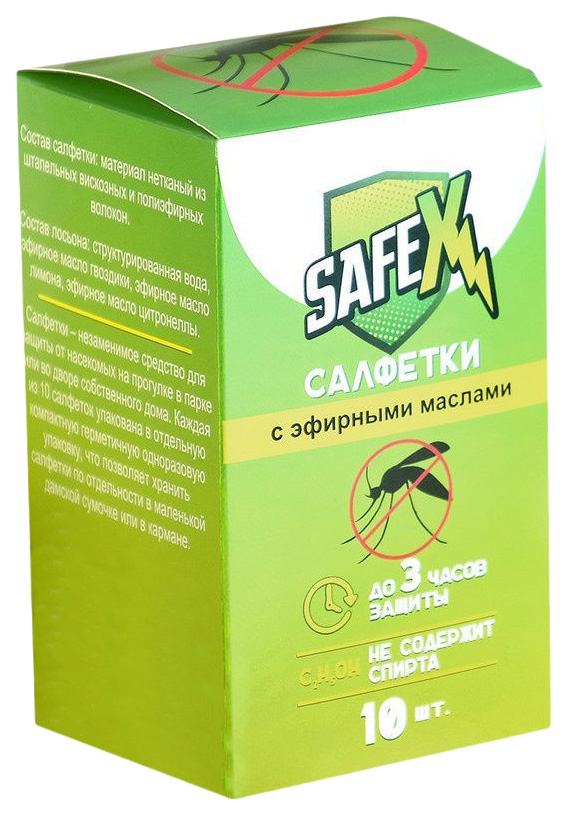 Средство защиты от комаров Safex Влажная салфетка 10шт 4239450